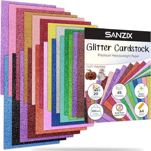 Aazon.co : 20 Sheets 20 Colors Glitter Cardstock, Cricut Paper...