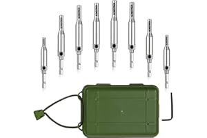 CCTSA Self Centering Drill Bits Set for Hinges, Center Drill Bits VIX Bit Set with Green Plastic Storage Case for Wood Woodworking Door Window Cabinet Hinge Total 10 PCS (Silver)