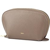 Kattee Leather Makeup Bag, Travel Cosmetic Bag Set, Toiletry Bag Organizer for Women, 1-PACK, Medium, Khaki