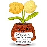 Cute Positive Crochet Tulips, Gifts For Women, Mom, Nana, Grandma, Teacher on Birthday, Mother Day, Meaningful Gift for Mother in Law, Stepmom, Inspirational Gifts for Friends Coworker Sister