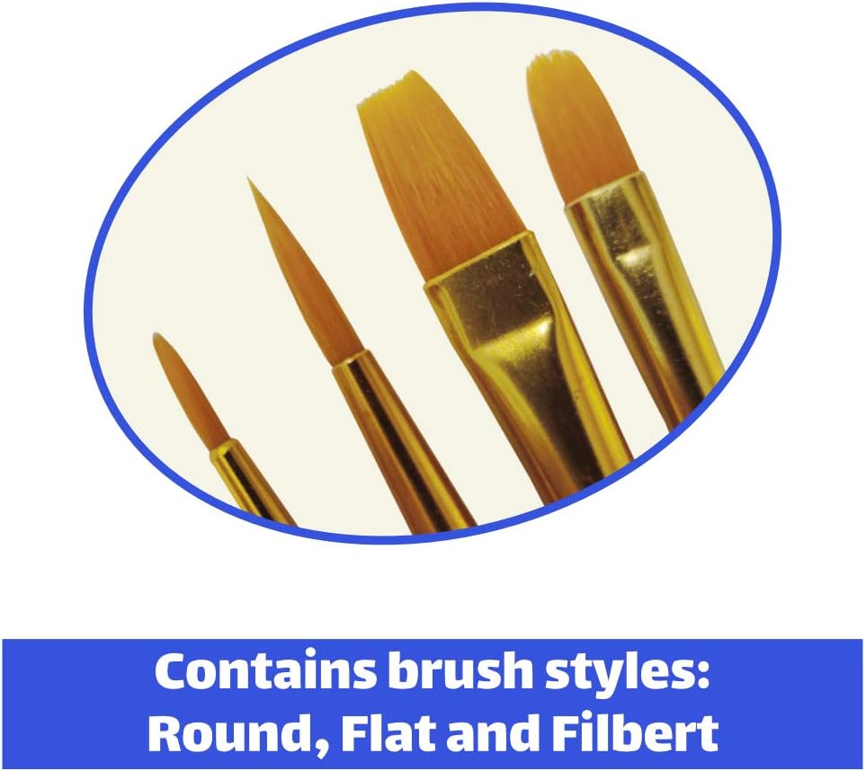 Synthetic Orange Sable Artists Paint Brush Selection Set of 10, Flat - Image 3