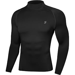 Roadbox Men's Long Sleeve Compression Shirt, Mock Turtleneck Athletic Base Layer Tops, Workout Undershirt for Gym Sports