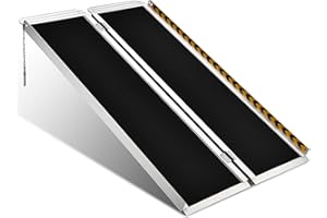 SEMPERVIREN 4FT Wheelchair Ramp, Non-Slip Portable Aluminum Ramp for Disabled Single-Fold 800lbs Weight Capacity for Steps Stairs and Thresholds