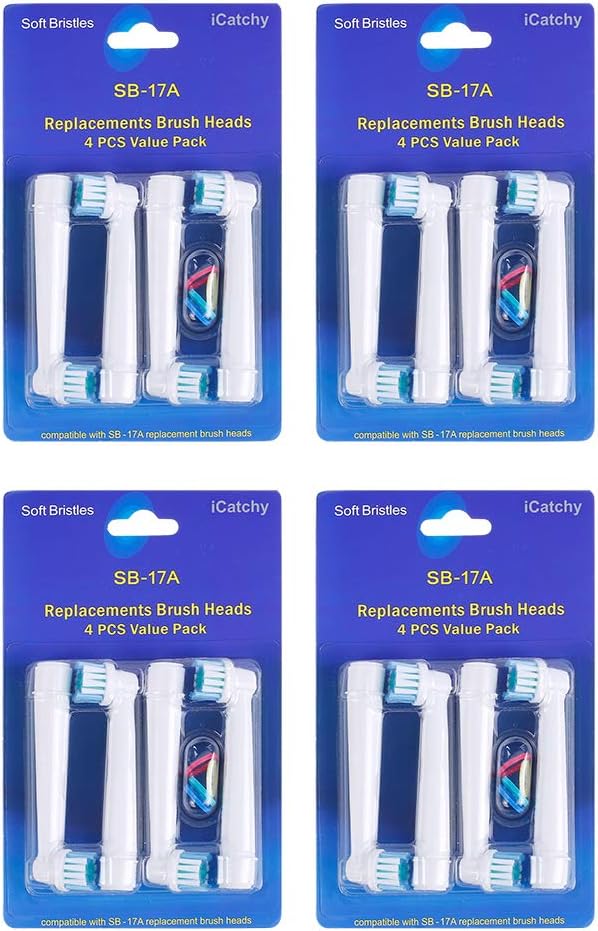 VAK® Electric Toothbrush Heads Replacement Compatible with Braun Oral-B Precision Clean/Flexisoft Toothbrush (SB-17 A) (16)