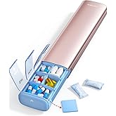 VAYDEER Metal Weekly Pill Organizer – Moisture-Proof Travel Pill Organizer with Built-in Desiccant Chamber and Airtight Lids – Large-Capacity Pill Box for Vitamins, Medicines & Supplements (Rose Gold)