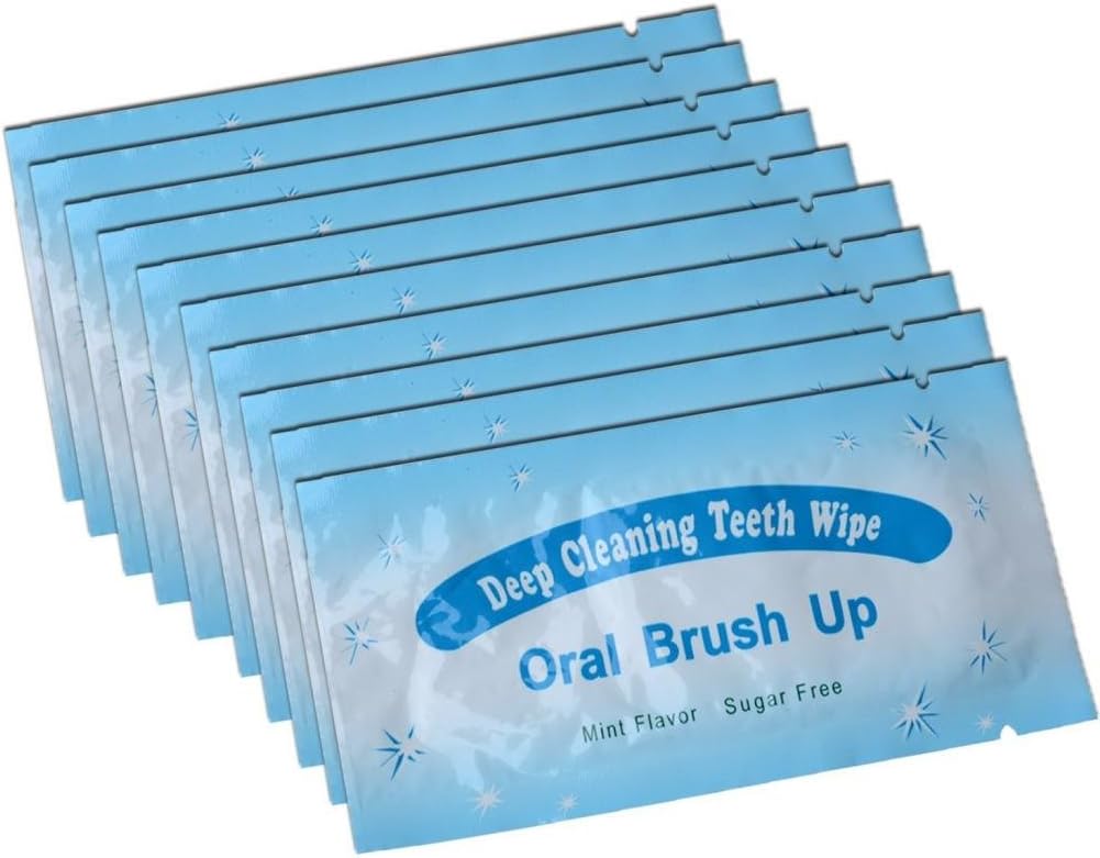 AZDENT Textured Disposable Finger Teeth Wipes Dental Brush Ups Clean Pre/Post Whitening