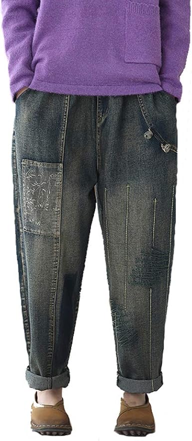 patchwork boyfriend jeans