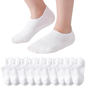 Kids No Show Socks 10 Pairs Soft Cotton Mesh Low Cut Socks for Boys Girls | Breathable Non Slip 5-14 Years Old