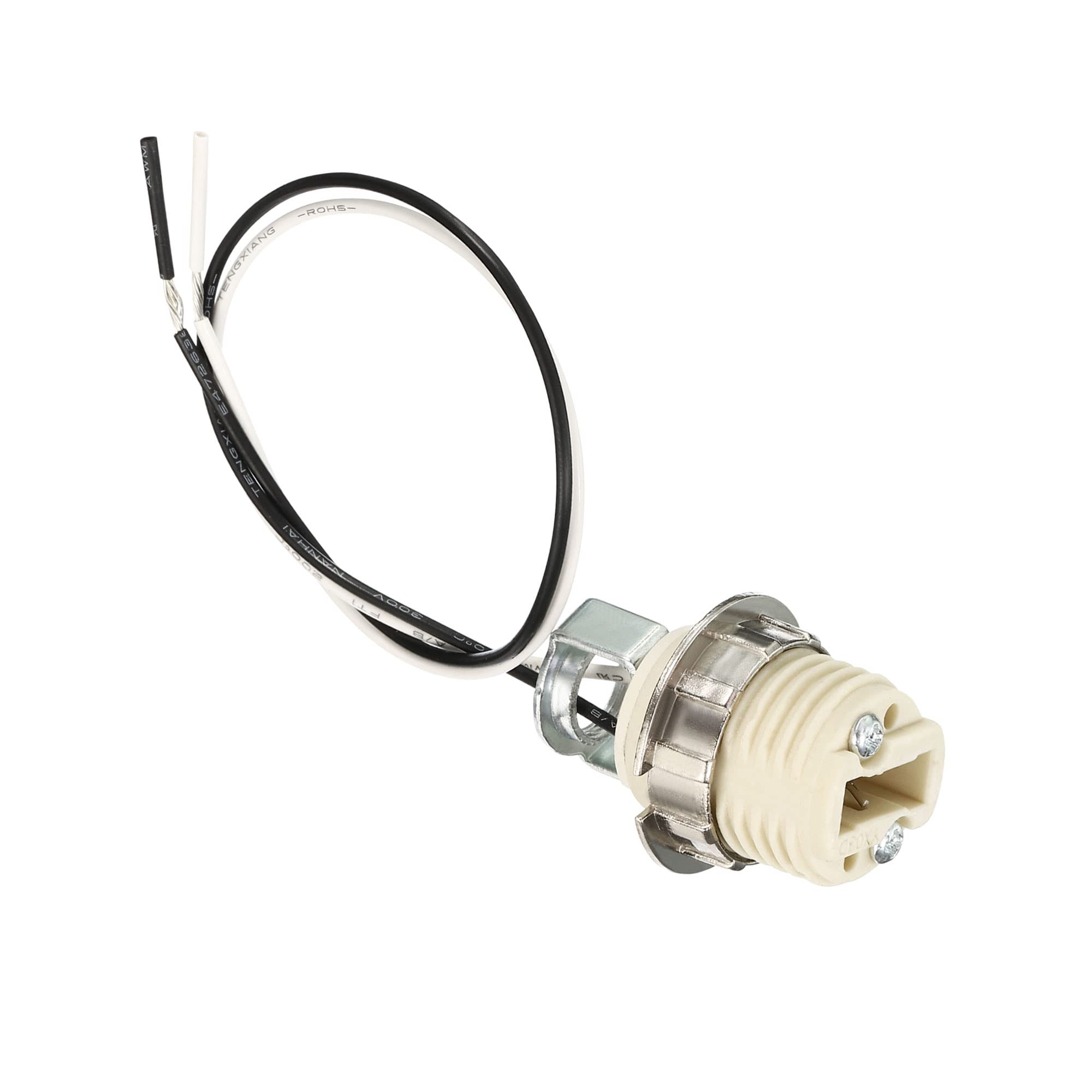 PATIKIL G9 Light Base Socket Kit, 1 Pack 10 Inch Long Wire Lead Ceramic Lamp Holder Base with Socket Ring Removal Tool, White