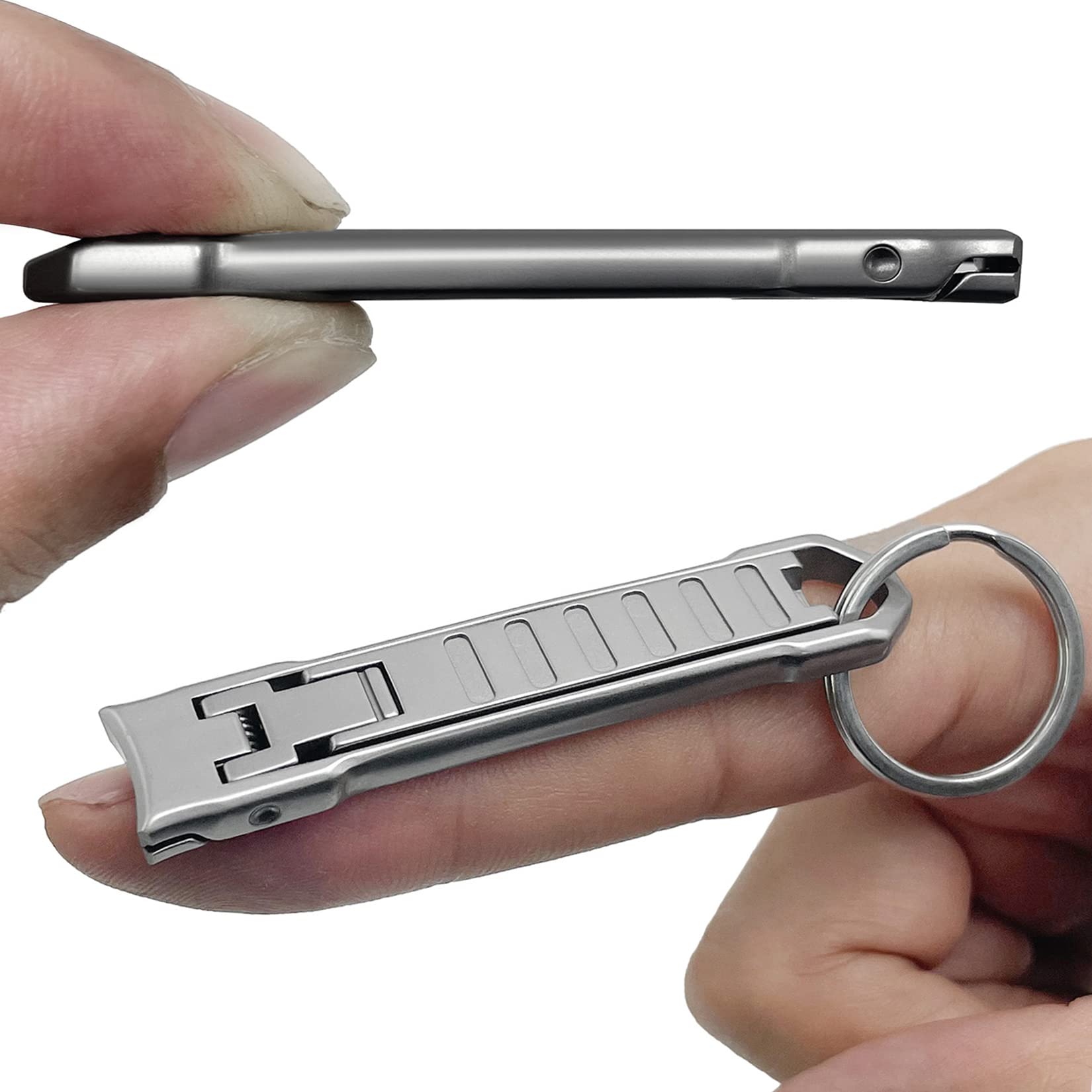 Photo 1 of XGIZMOO Nail Clippers for Natural Finger Nails Ultra Thin Mini Travel Portable Folding Wide Jaw Cutter with Glass Nail File Curved Trimmer for Fingernail Toenail, with Keychain(X021DB-S)