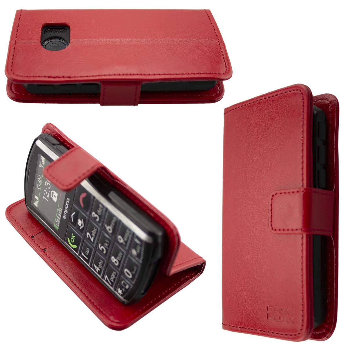 caseroxx Bookstyle-Case for Emporia Pure V25, Cover, faux leather, red, Card Slots & Magnetic Closure — image 1