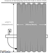 Furlinic Shower Curtain 200x240cm Mould Proof Polyester Liner 12 Hooks Dark Grey view 6