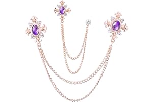 WCRAZYE 2PCS Long Chain Brooch Crystal Tassel Brooch Pin Gem Brooch Fashion Scarf Tie Pins for Women Men Wedding