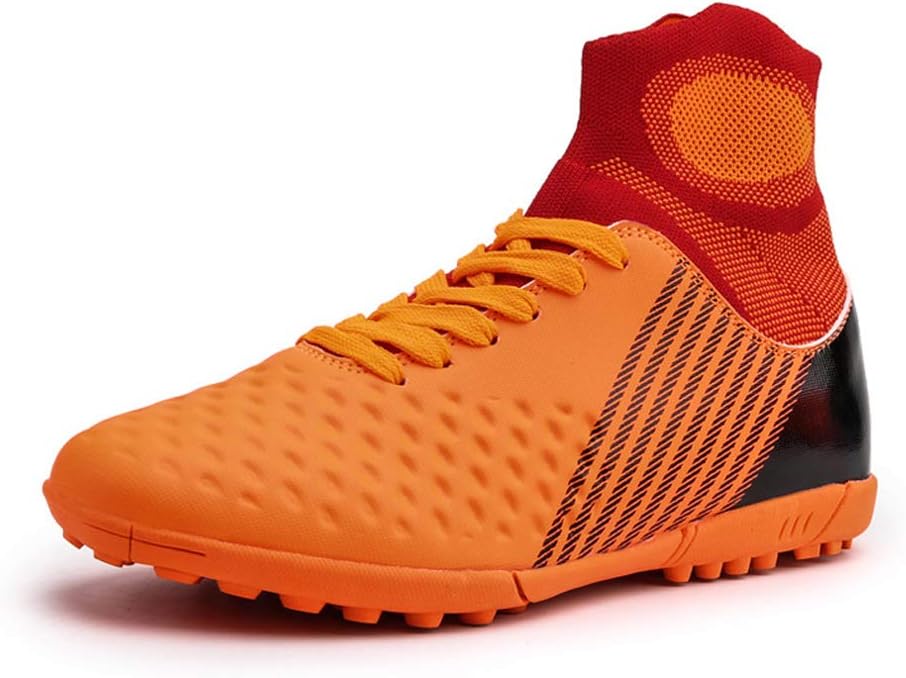 2019 High Ankle Soccer Shoes for Men Indoor Football Boots Turf Soccer Futsal Training Men Sneakers Blue Orange (4 Color) 33-44EU