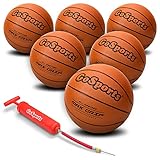 GoSports Indoor / Outdoor Rubber Basketball Six Pack with Pump & Carrying Bag