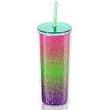 Home Tune Rainbow Tumbler with Straw, Sand Flow