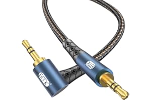EMK 90 Degree Aux Cable 3.5 mm Auxiliary Cord Male to Male Stereo Aux Cable for Car 24K Gold Plated Hi-Fi Sound Quality Nylon