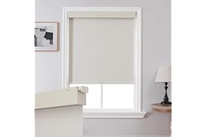 Joydeco No Drill Blackout Shades, Free-Stop Cordless Roller Shades, UV Protection, Thermal Insulated Blinds for Indoor Windows, Easy Install Window Blinds for Home and Office (Beige, 33" W X 75" H)