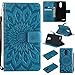 LG Stylo 3 Wallet Case, LG Stylus 3 Case,A-slim(TM) Sun Pattern Embossed PU Leather Magnetic Flip Cover Card Holders & Hand Strap Wallet Purse Case for LG Stylo 3 Plus LS777 - Blue