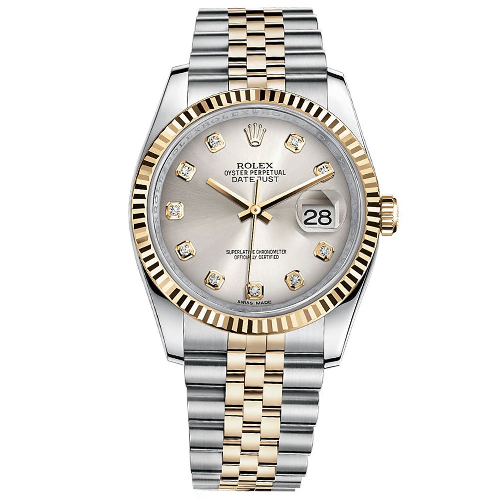 Rolex Datejust 36 Steel Yellow Gold Watch Steel Silver Diamond Dial 116233- Buy Online in United 