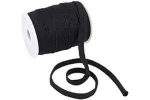 BENECREAT 25m/27.34Yards Black Flat Replacement Cotton Cords, 15mm Wide Flat Drawstring Cord Rope with Plastic Empty Spools for Garment Accessories