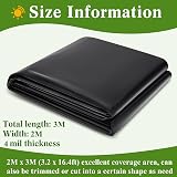 KAHEIGN 2m x 3m Black Polythene Sheeting 0.25mm Thick Garden Polytunnel Cover view 3
