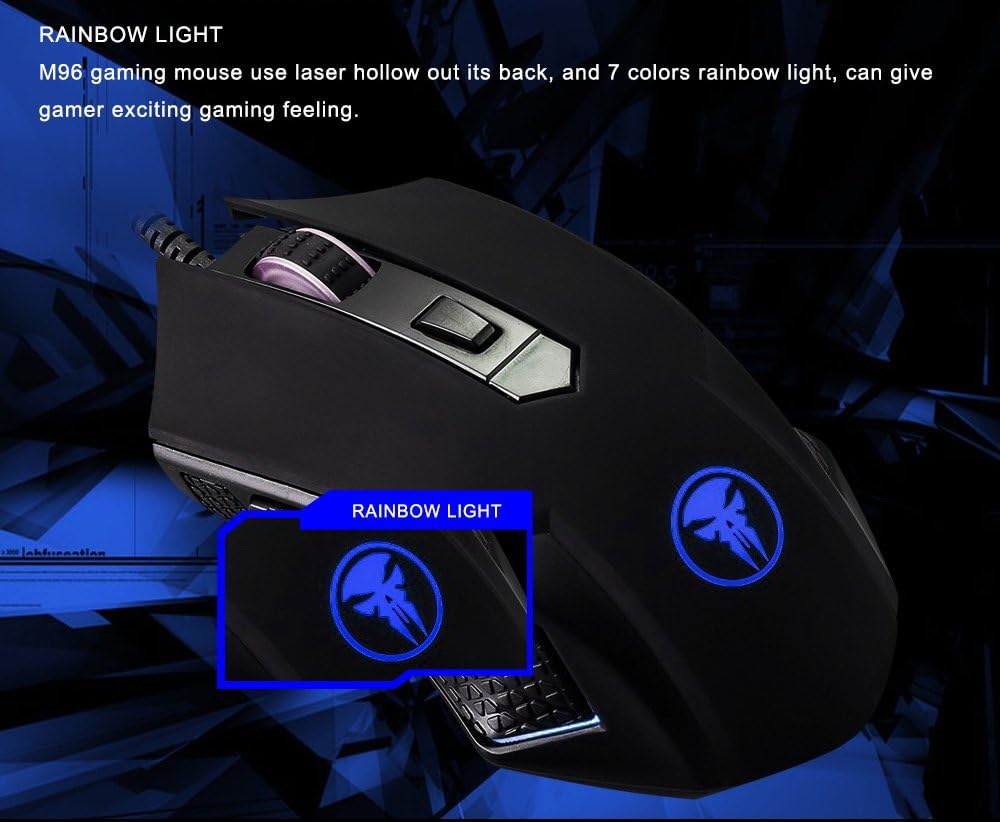 GT Gaming Mouse Wired [Breathing Light] Ergonomic Game USB Computer Mice RGB Gamer Desktop Laptop PC Gaming Mouse, 7 Buttons for Windows 7/8/10/XP Vista Linux, Black: Electronics