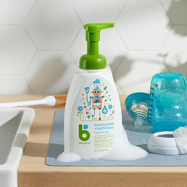 BABYGANICS FOAMING DISH SOAP, PUMP BOTTLE, FRAGRANCE FREE, 16 OZ.