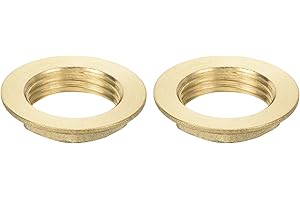 uxcell G1/2 Pipe Fitting Hex Flange Lock Nut Locknut Female Threaded Fastening Thin Nut for Plumbing Fixed, Brass 2Pcs