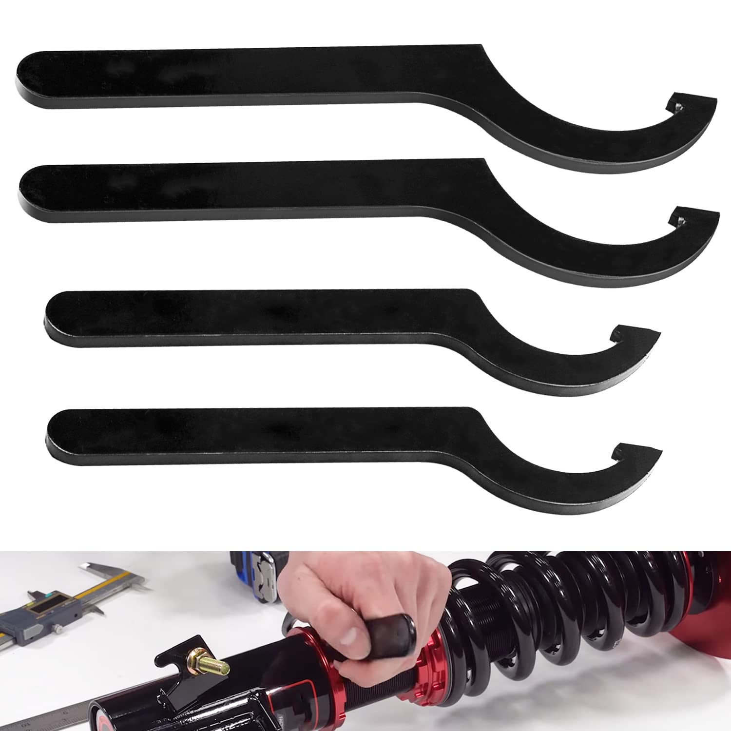 4-Piece Coilover Adjustment Tool Set - Fits Most Coilover Brands With Multiple Sizes
