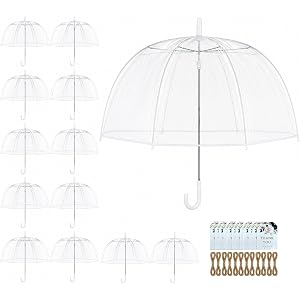 Clear Wedding Umbrellas for Guests 12 Pack Bulk, 46in Dome Wholesale | Transparent POE material For rain protection Wholesale