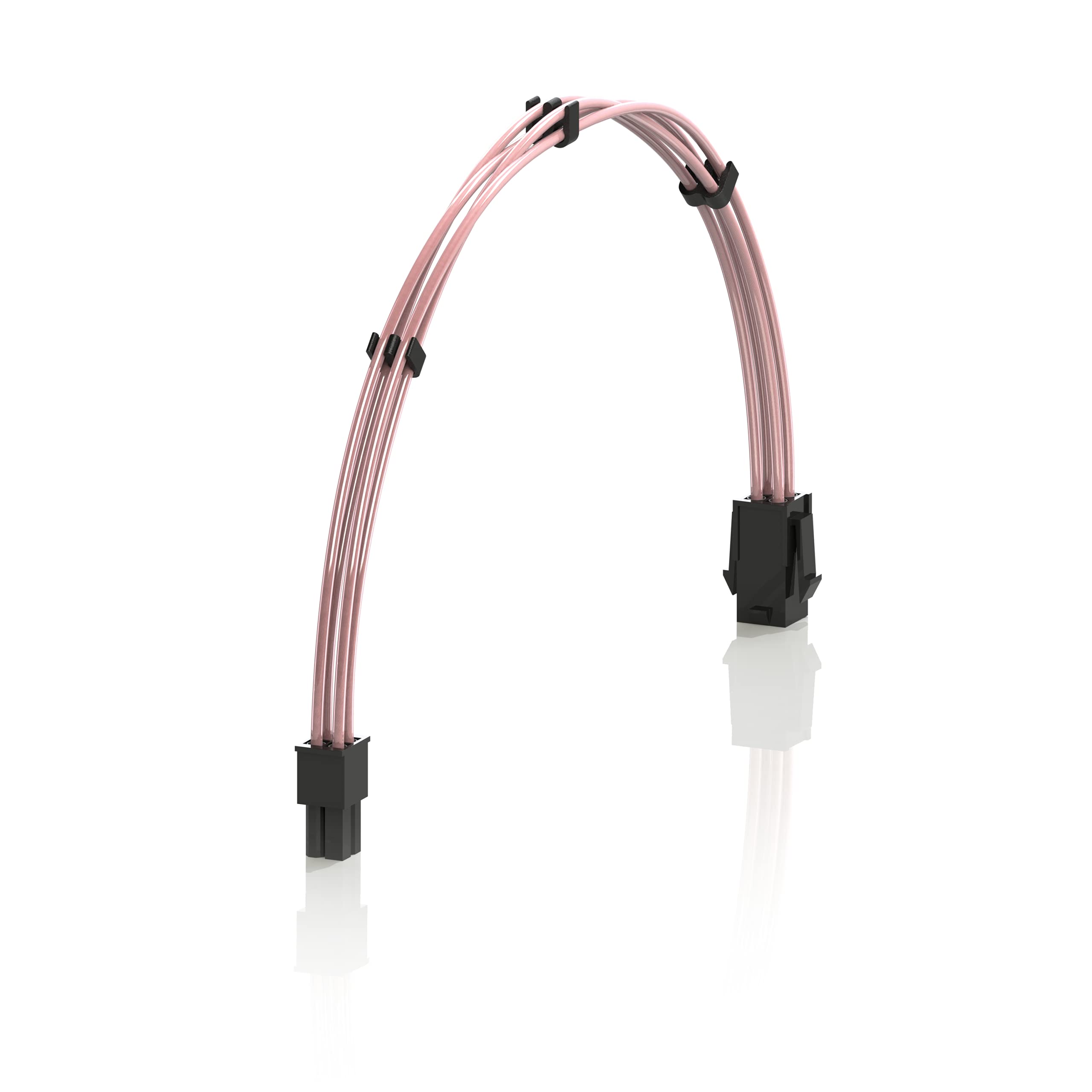 LINKUP - 30cm 4 Pin CPU PSU Cable Extension 18AWG Oxygen Free Copper (OFC) Teflon Jacket Custom Mod PC w/Combs | Single Pack | 300mm - Pink