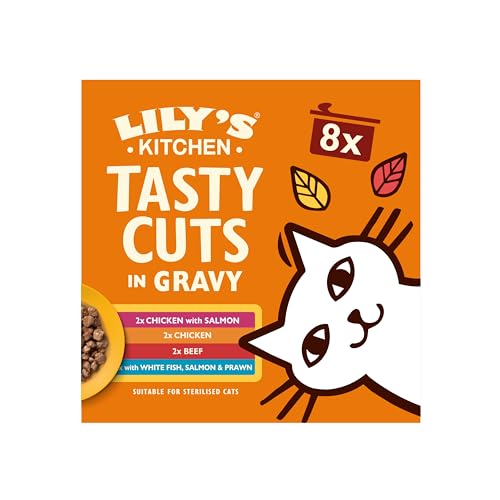 Lily’s Kitchen Tasty Cuts in Gravy Complete Nutrition, Cat Wet Food Multipack (48x85g) Tins for Adult Cats, With Freshly Prepared Meat & Offal, Grain-free Recipe, Suitable for Sterilised Cats