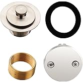Brushed Nickel Tub Drain Lift &Turn Tub Trim Set with Two-Hole Overflow Faceplate Conversion Kit Assembly, Hidrop Bathtub Dra