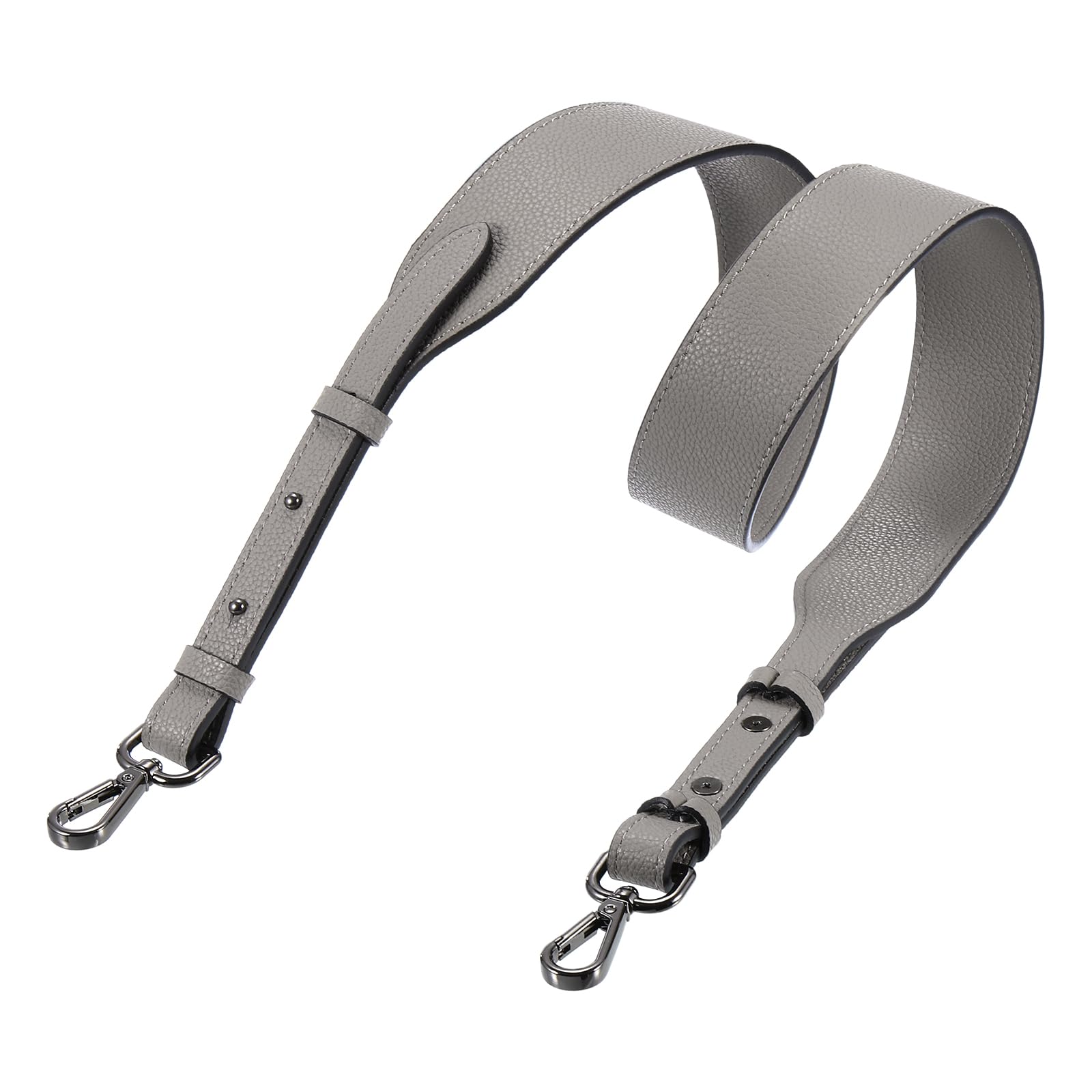 Photo 1 of uxcell Leather Purse Strap, 41.7"-43.3" Adjustable Crossbody Replacement Straps 1.5" Width for Handbags, Shoulder Bag (Grey, Gun-black Clasp)
