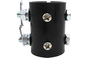 FEHEED Black Ceiling Fan Downrod Coupler with Open-Slot Design,1.26" Outer Diameter & 1.8" Length & 2mm Thickness, Fits Various Non-Threaded Ceiling Fan Rods of 1" OD, Includes Secure 2 Safety Clips