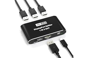 DisplayPort Splitter 1 in 3 Out, Display Port Splitter for Triple Monitors, Supports 8K@60Hz DSC & 4K@120Hz Extended/Mirror M