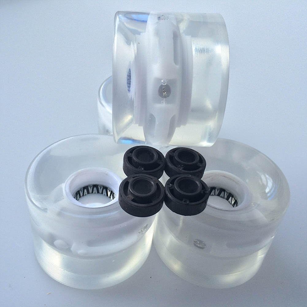 White 10 Set (40 Pcs) Blank Pro 60 X 45Mm Cuiser Led Light Up Wheels Fits Longboard Banana Board Skateboard