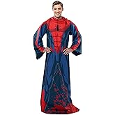 NORTHWEST Spider-Man Spidey Webs Adult Silk Touch Comfy Throw Blanket with Sleeves, 48" x 71"