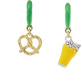 Betsey Johnson Women's Shamrock N Roll Beer & Pretzel Charm Huggie Earrings