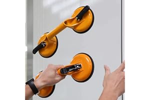 Kaisiking 2 Pack Glass Suction Cups, Heavy Duty Vacuum Suction Cup with Aluminum Handle, Industrial Suction Cup Tools for Lifting and Moving Glass, Floor, Window, Tile, Granite, Doors(Yellow)