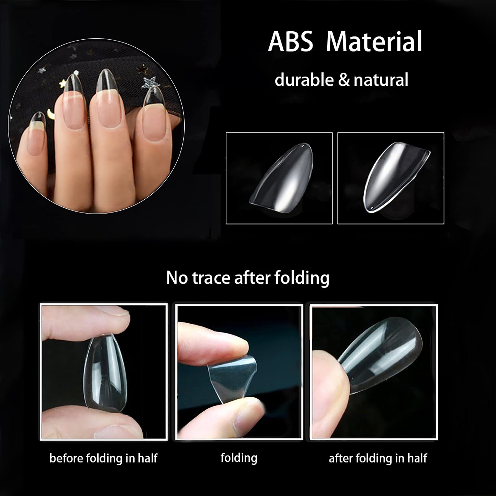 500Pcs Medium Almond Fake Nail Tips Full Cover Clear Acrylic Nails Press on Nails for DIY Nail Art, 10 Sizes - Image 4