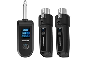 Floweringbeter Wireless Guitar Adapter Transmitter Receiver Set Mic Audio Mixer PA System 20CH 550.25-573.75MHz (1 Tray 2)