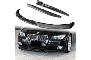 W-POWER Q1-TECH, 5-Piece Front Bumper Lip + Side Skirt Rocker Winglet Canard Diffuser Wing Compatible with 2007-2010 BMW 3-Series E92 E93 328i 328xi 335i 335xi, Front Lip Spoiler Splitter (Painted Carbon)