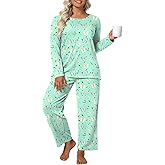 Findsweet Plus Size Women's Pajamas Sets Long Sleeve Pj Sleepwear Soft Comfy Tops Pants Pockets M-5XL