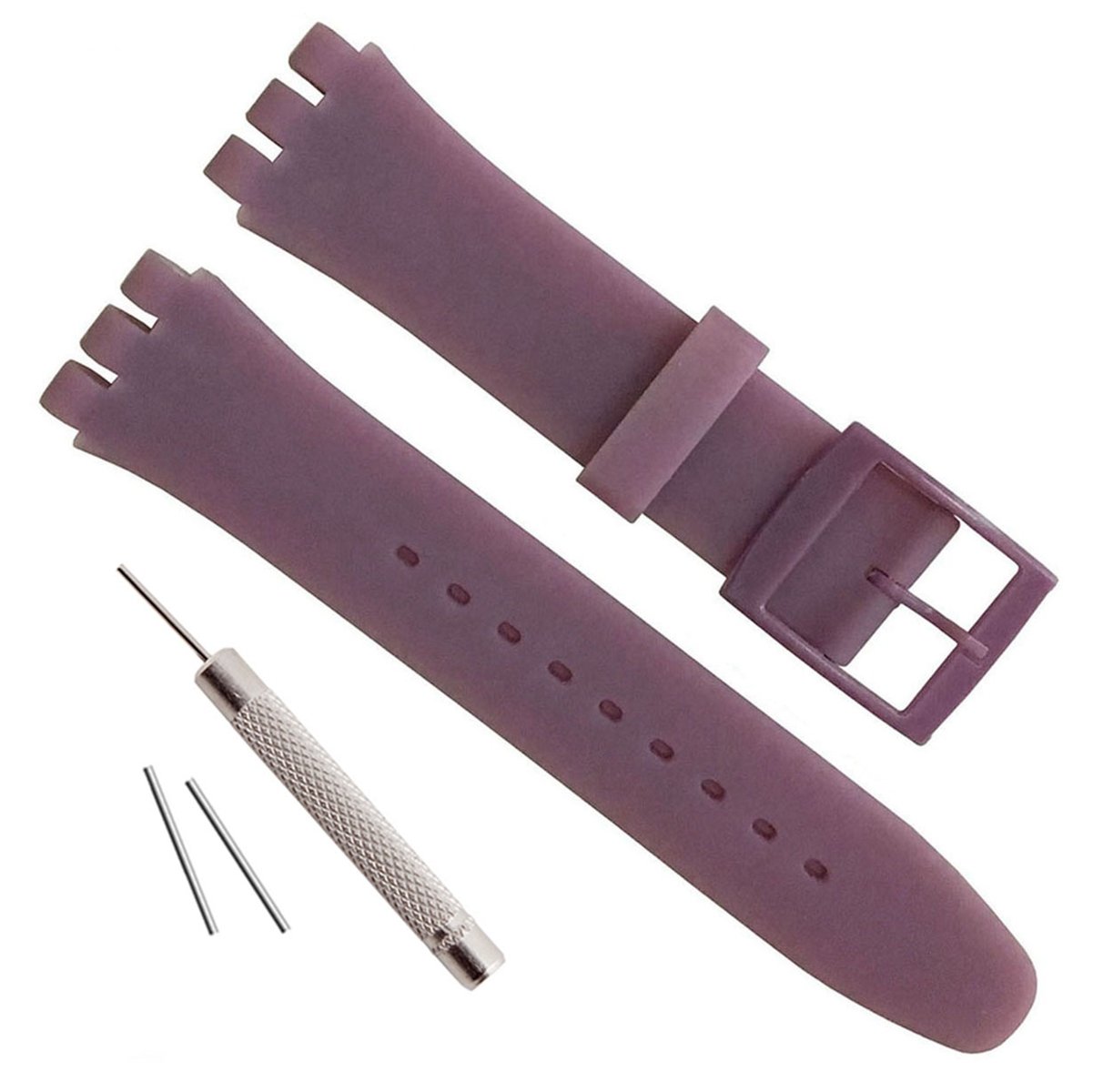 Replacement Waterproof Silicone Rubber Watch Strap Watch Band for Swatch (17mm 19mm 20mm) (19mm, Lilac)