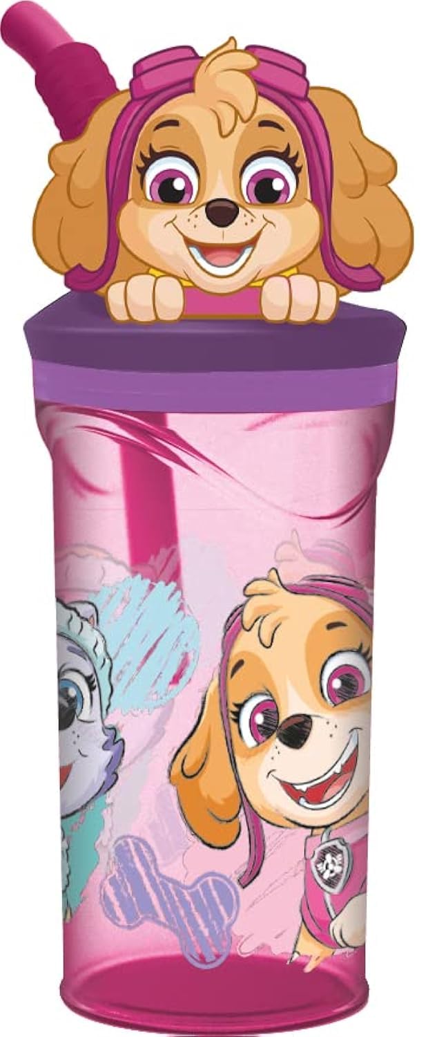 ALMACENESADAN, 4915; Paw Girl 3D Figurine Tumbler with Reusable Cane, Patrol, Skye; Capacity 360ml; Reusable Product; BPA Free