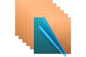 LOYORTY 6PCS Pure Copper Sheet 4”x 4”x 0.04”, 18 Gauge(1mm) Thickness Copper Sheet Metal, Film Attached Copper Plates, Copper Plate Sheet for Crafts DIY Decoration