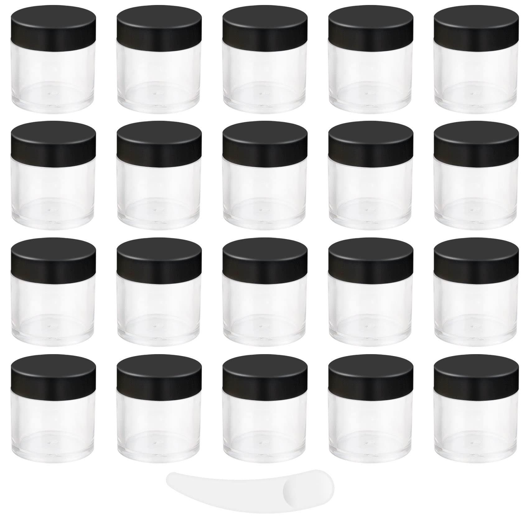 20 Pcs 10ML Empty Cosmetic Jars, Sample Pots, Travel Pots with Spatula for Cosmetics, Nail Powder, DIY Makeup Creams (20 Pcs, Black)