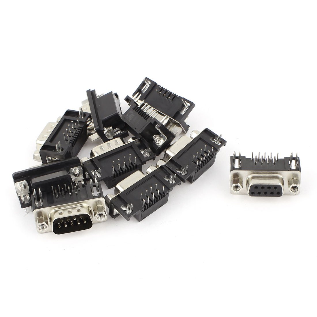 Sourcingmap 10 Pcs RS232 DB9 9Pin Male Female Solder Connector Jack Socket for PCB